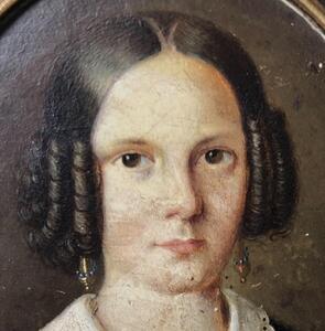 Antique German miniature portrait painting