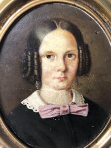 Antique German miniature portrait painting