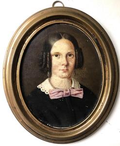 Antique German miniature portrait painting