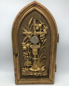 Antique French tabernacle door with chalice and snake 