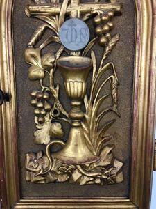 Antique French tabernacle door with chalice and snake 