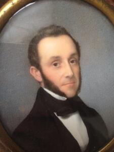 Antique 1851 miniature portrait painting of a gentleman 