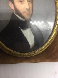 Antique 1851 miniature portrait painting of a gentleman 