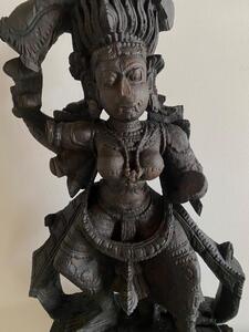 Antique Nepalese wooden Kali temple statue 