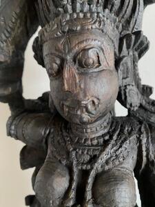 Antique Nepalese wooden Kali temple statue 