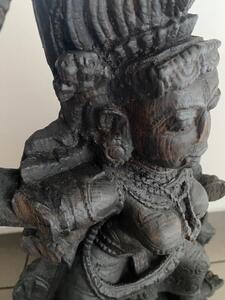 Antique Nepalese wooden Kali temple statue 