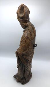 XV century oak religious sculpture of Saint Eloy