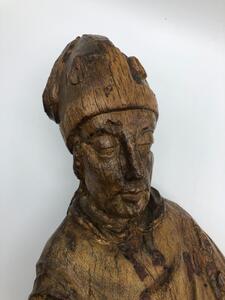 XV century oak religious sculpture of Saint Eloy