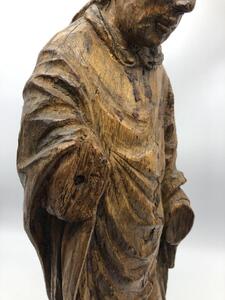 XV century oak religious sculpture of Saint Eloy