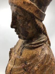 XV century oak religious sculpture of Saint Eloy